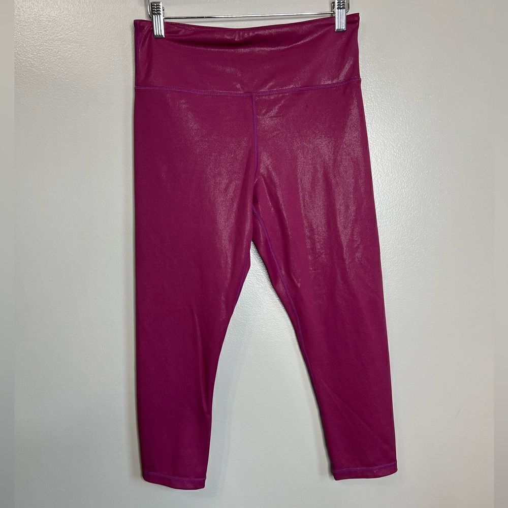 Zyia active burgundy shiny crop leggings size 8-10  activewear sporty‎ yoga gym